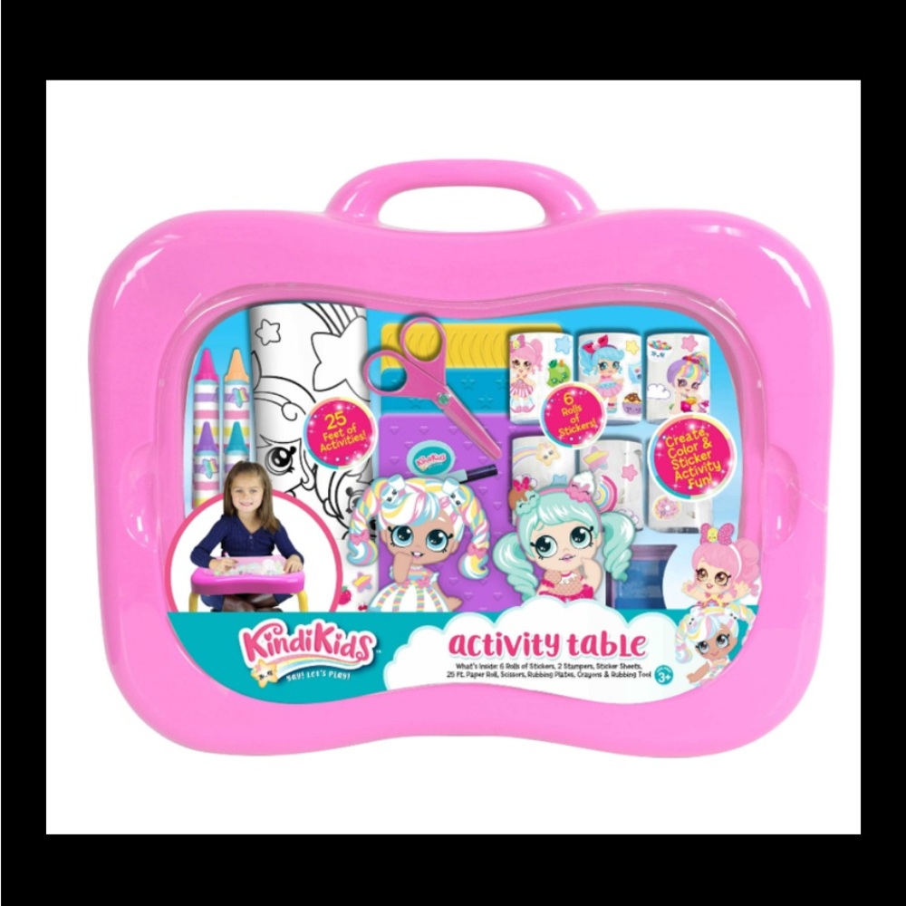 Kindi Kids Plastic Activity Pink Table 25 Feet Activities, made in China, from
